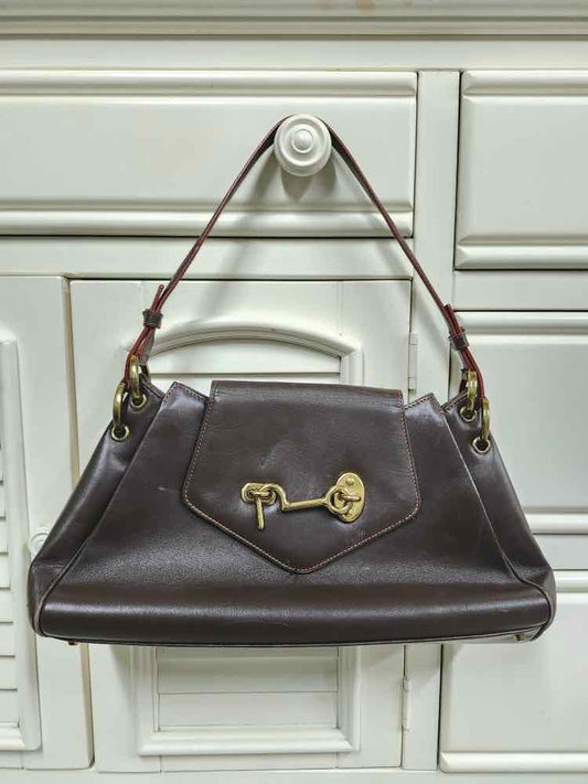 Tanner Krolle Dark Brown Leather/Gold Handbag