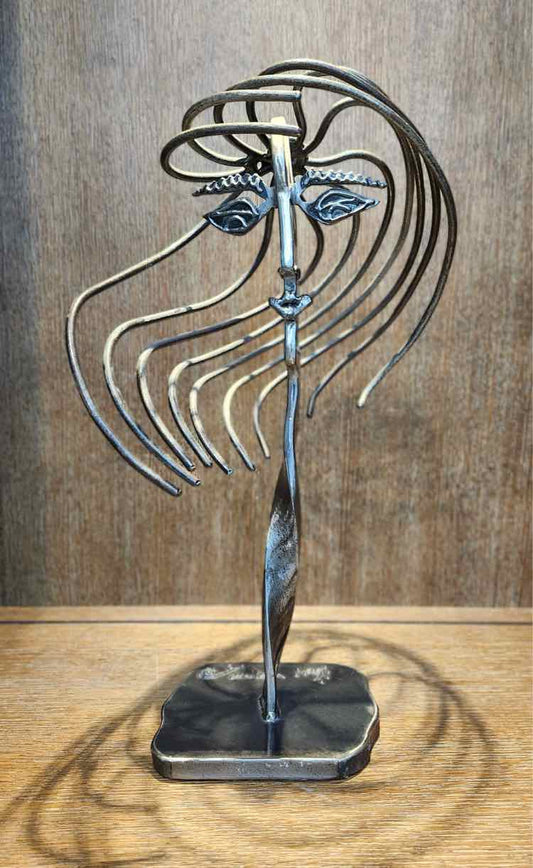 “Modern Woman" Signed Vintage Metal Sculpture