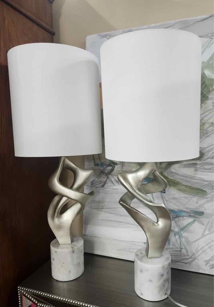 Pair of Marble Base Lamps