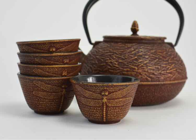 Japan Pine Copper Matchstick Teapot/Cups
