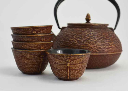 Japan Pine Copper Matchstick Teapot/Cups