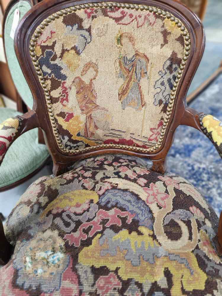 Needlepoint Chair w/Ottoman