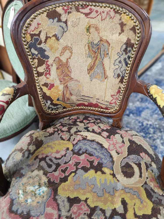 Needlepoint Chair w/Ottoman