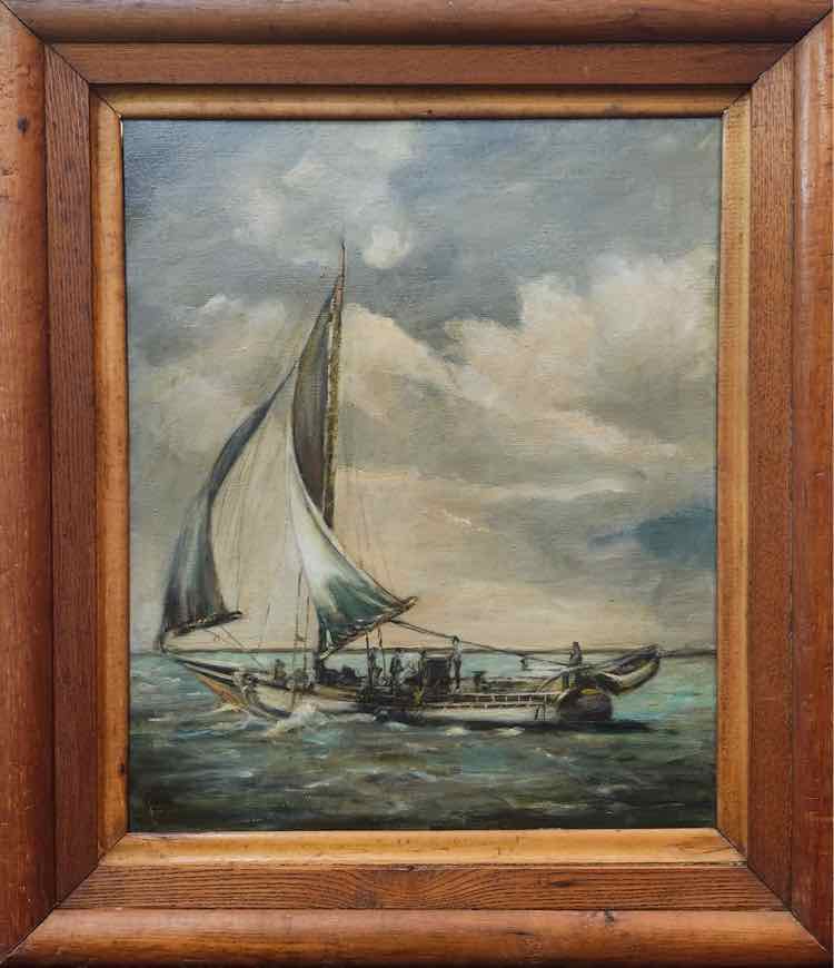 'Fishing Vessel' Antique Oil by Jaroty