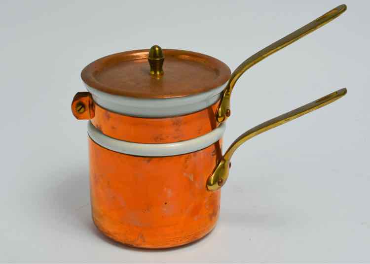 Vtg. French Copper/Brass Double-Boiler