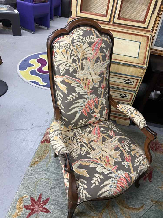 HIGHBACK FLORAL ARM CHAIR