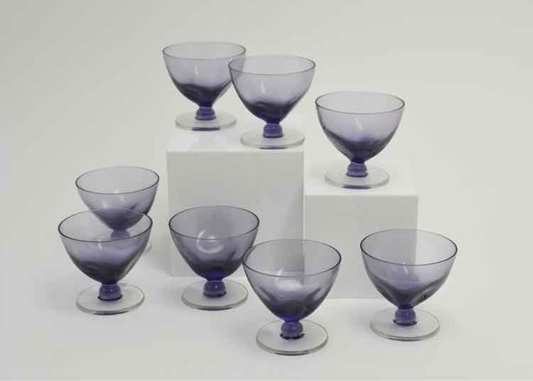 Art Deco Optic Wisteria Sherbet Glasses
