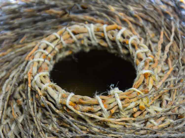 Palm Straw Covered Gourd Vase