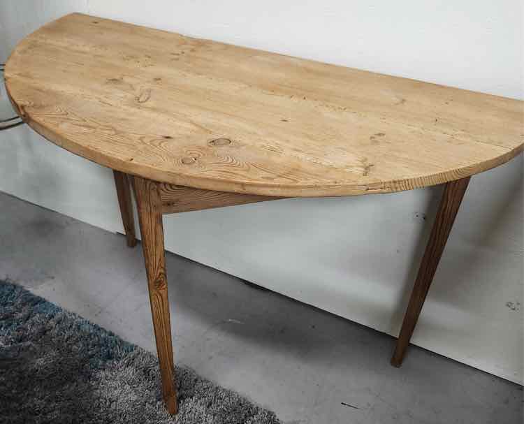 Swedish Antique Pine Demi Lune Table