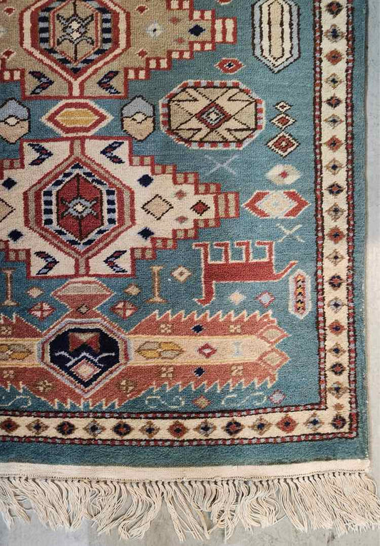 13'10" x 2'7" Blue/Red Runner Rug