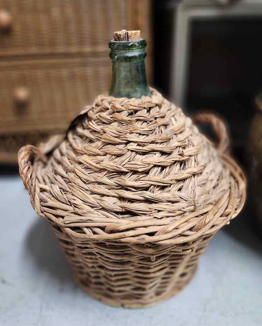 Glass Jug in Wicker Basket