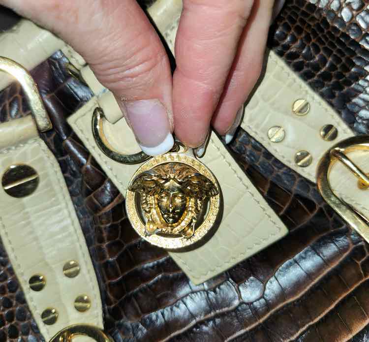 Versace Brown/Cream Leather Bag