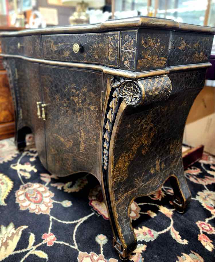 Black Distressed Asian Cabinet