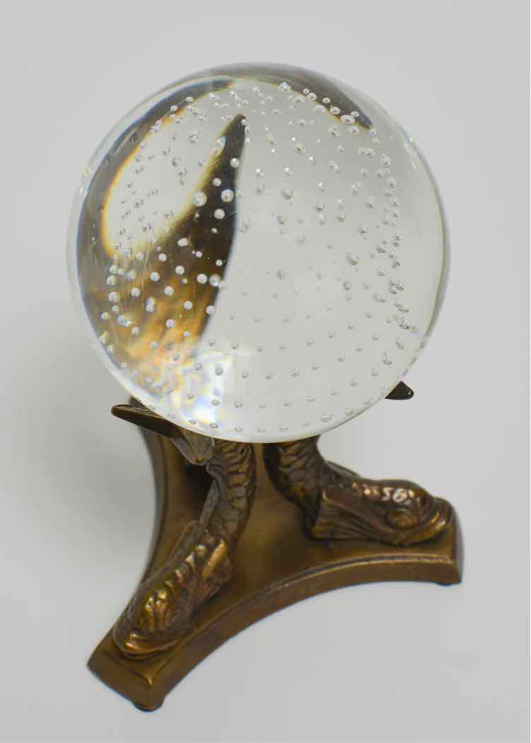 Bubble Glass Orb w/Brass Stand