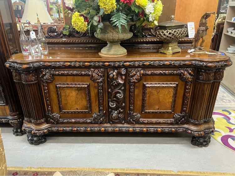 Antique Hand Carved Belgium Buffet