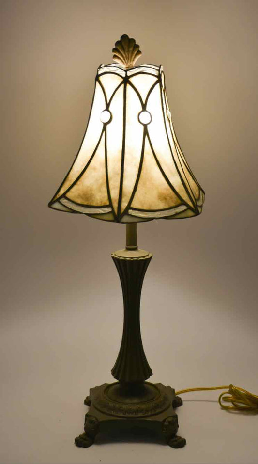 Capiz Lamp w/ Stained Glass Shade