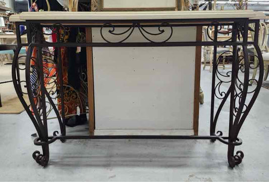 Wood Top Entry Table w/Mirror