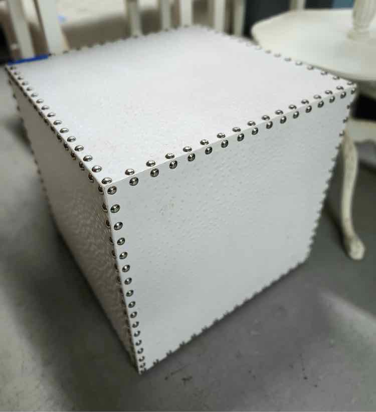 White Leather Ottoman