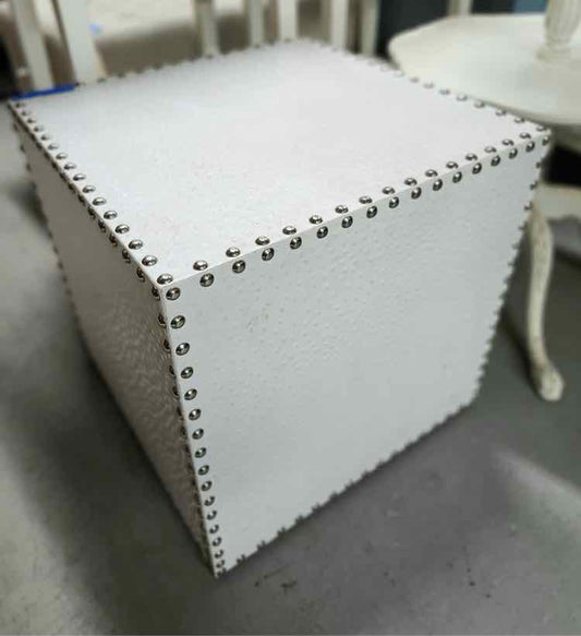 White Leather Ottoman