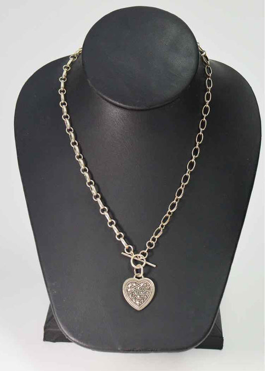 .925 Marcasite Heart Toggle Necklace