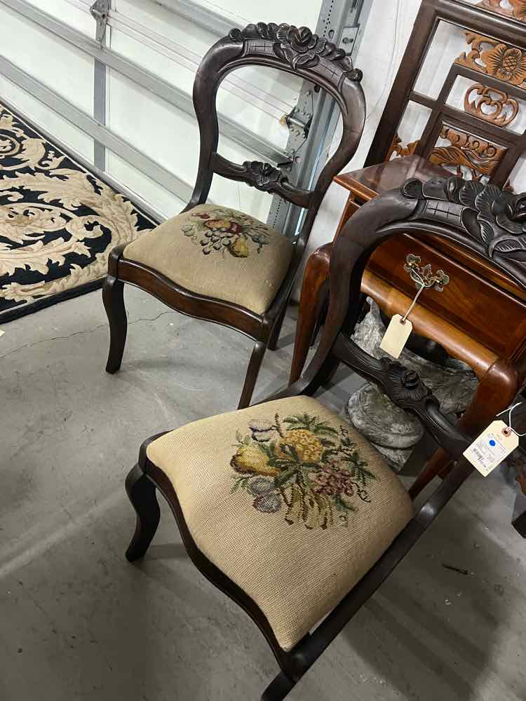 Pait of Victorian Needle Point Chairs