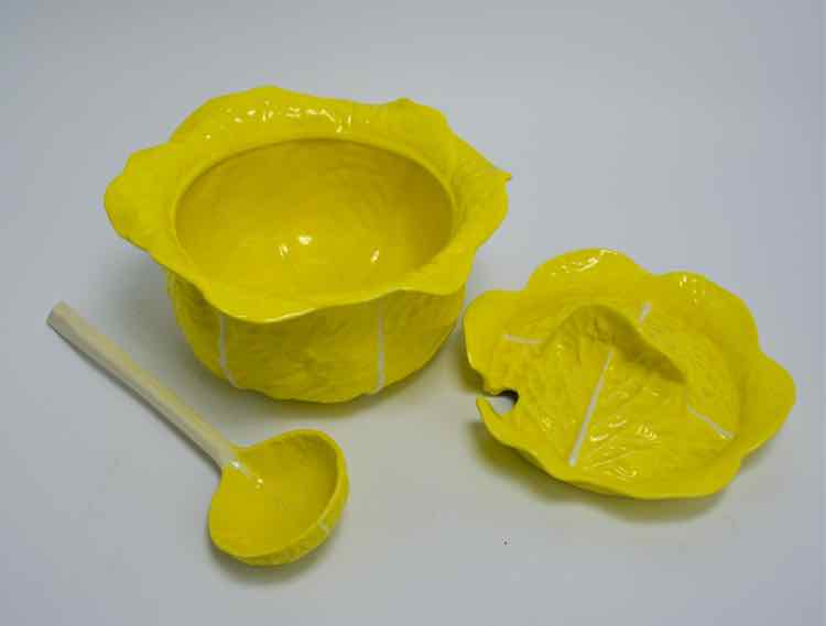 Yellow Cabbage Soup Tureen in Dishware