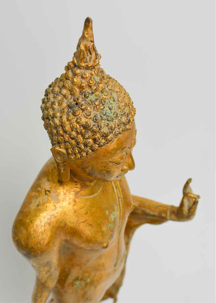 Gilt Bronze Thai Walking Buddha