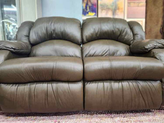 Bassett Leather Rocker Recliner Loveseat