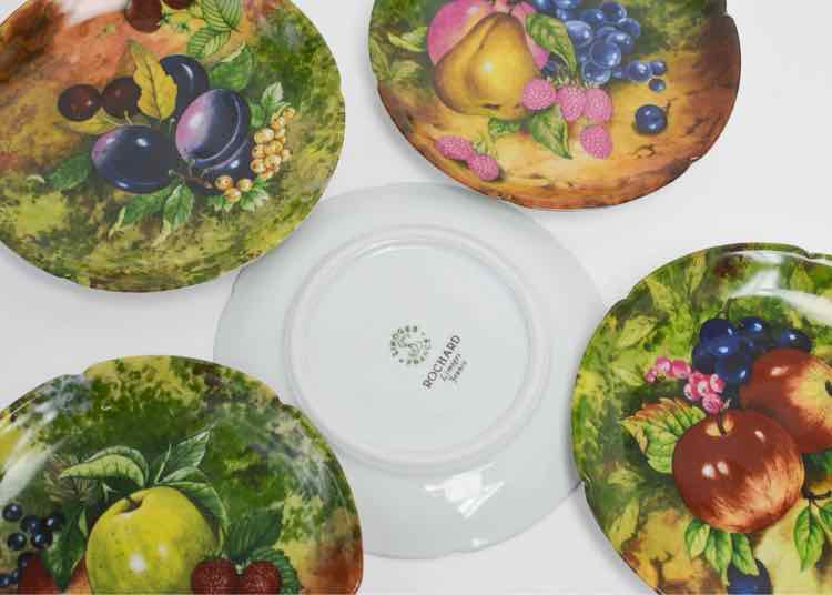 Limoges "Rochard" Fruit Still Life Dessert Plates