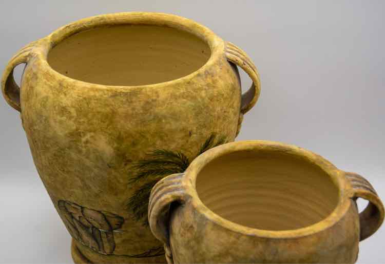 2 Piece Tropical Pottery Vase