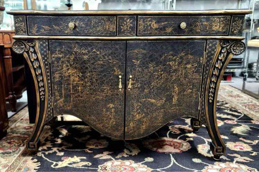 Black Distressed Asian Cabinet