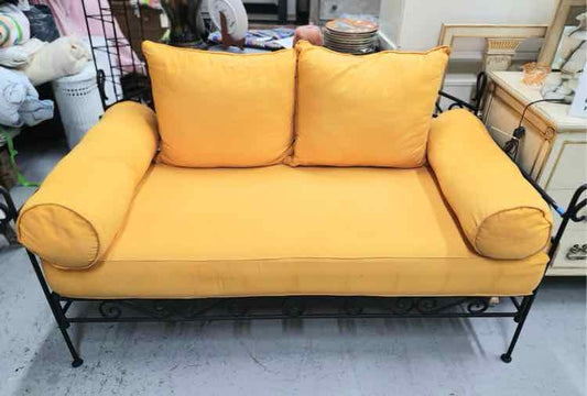 Orange Wrought Iron Loveseat