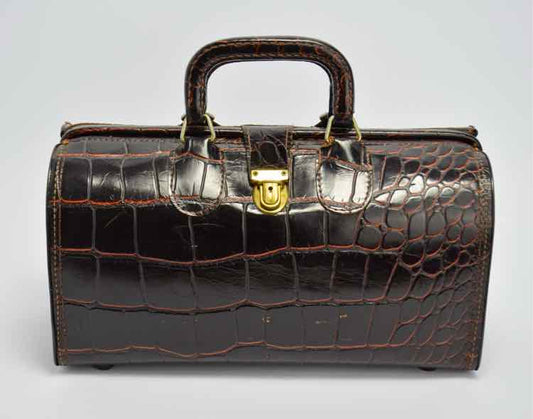 Vtg. Upjohn Brown Leather Dr's Bag