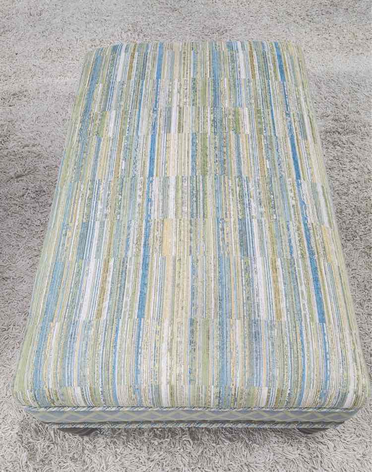 Green & Aqua Nailhead Ottoman