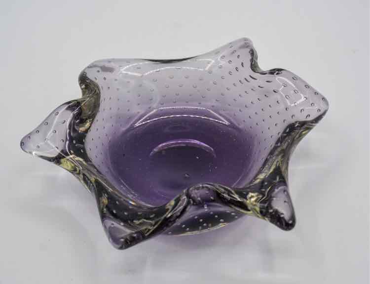 Vtg. MCM Heavy Amethyst Glass Candy Dish
