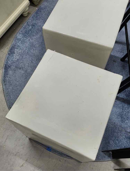 White and Blue Clay Garden Stool