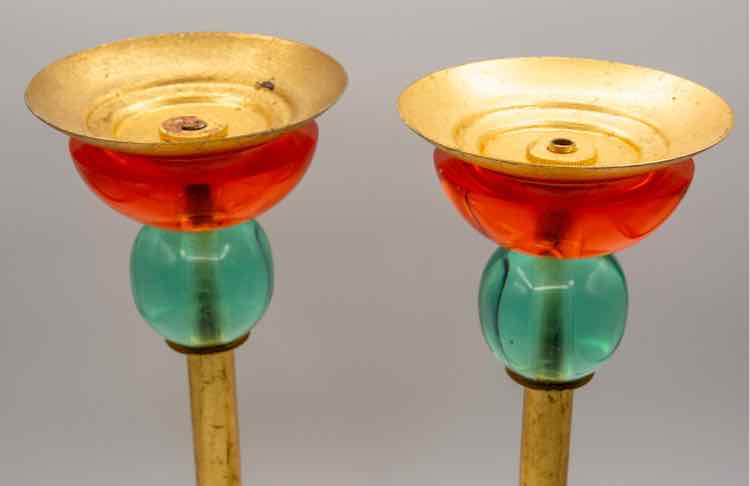 Pair of Post Modern Lucite Candle Holders