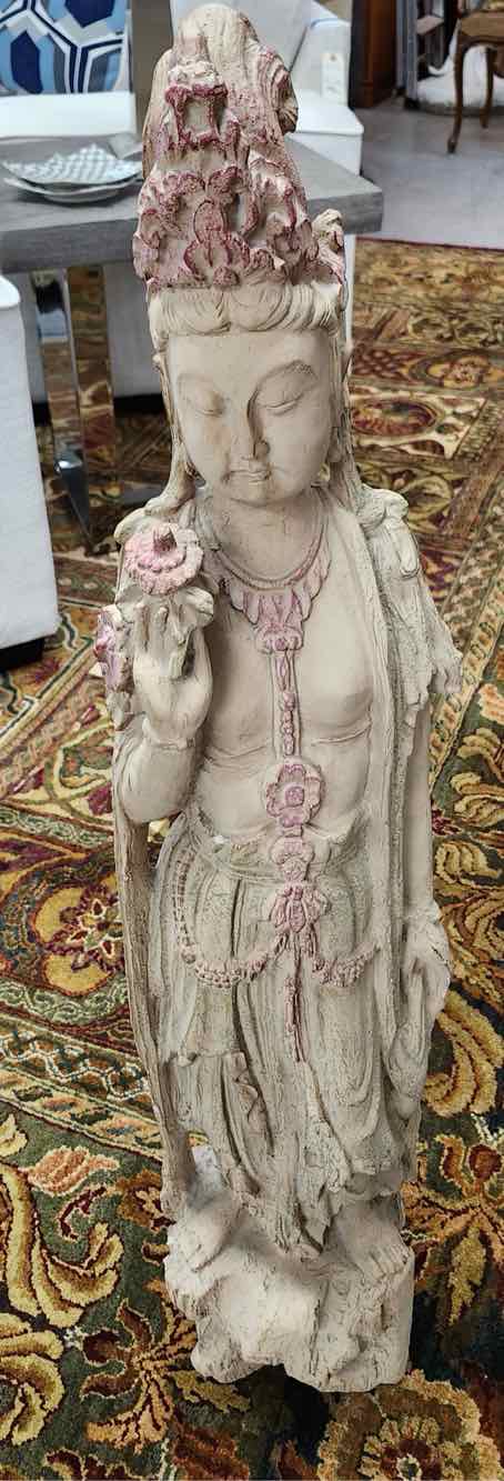 40" Quan Yin Goddess Cream/Pink Statue