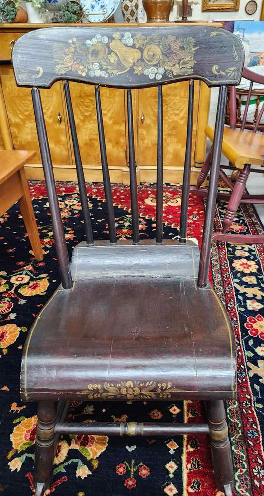 Antique Dark Wood Rocking Chair