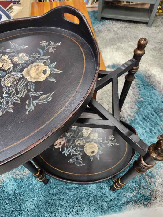 Black Dual Tray End Table
