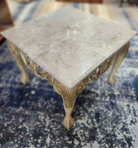 Pair of Stone Top End Tables 'As Is'