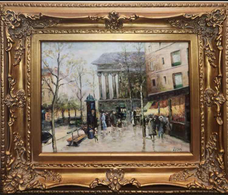 Victorian Street Scene Oil by Lyons, Registered Cert