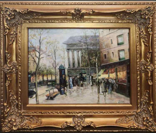 Victorian Street Scene Oil by Lyons, Registered Cert