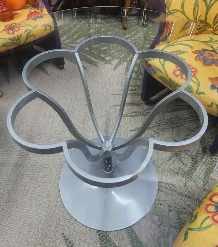 Glass Top Table w/Metal Base