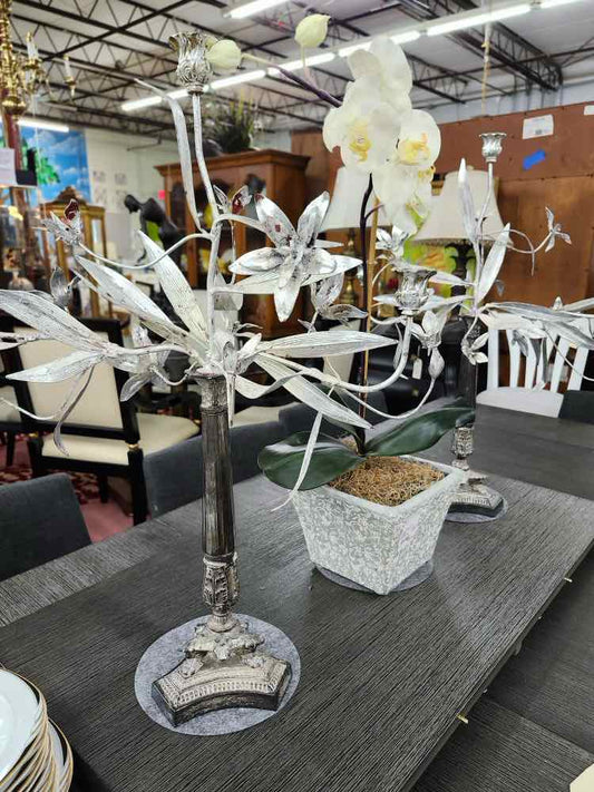 Pair of Vtg. Art Nouveau 3 Arm Candelabras