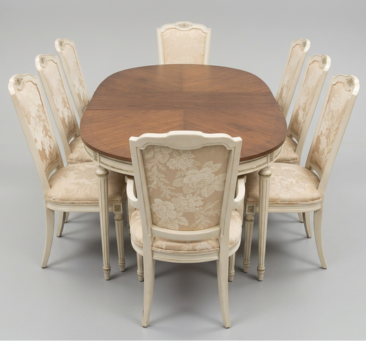 French Kindel Table w/8 Chairs & Leafs