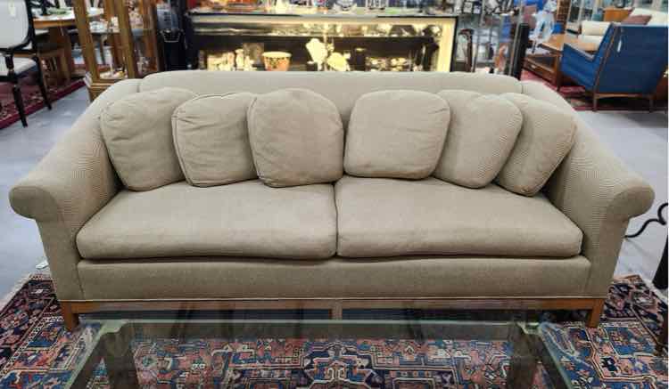 Herring Bone Style Custom Tan Sofa