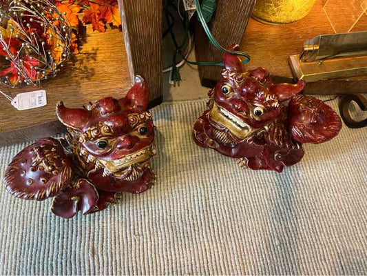 Red Foo Dogs Pair