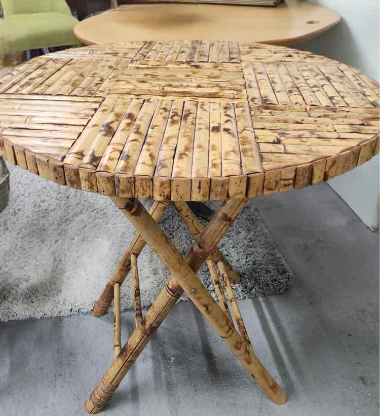 Vtg. Rattan Fold Up Table