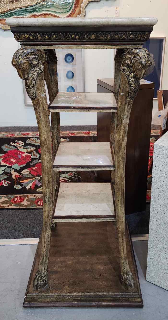Ram's Head Multi-Tier Pedestal w/Marble